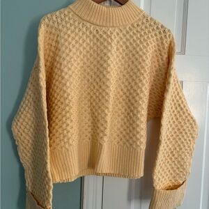 J. Crew Honeycomb Knit Yellow Turtleneck Sweater